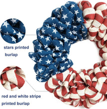Load image into Gallery viewer, 20-Inch Patriotic Burlap Wreath – Handcrafted 4th of July &amp; Memorial Day Decor