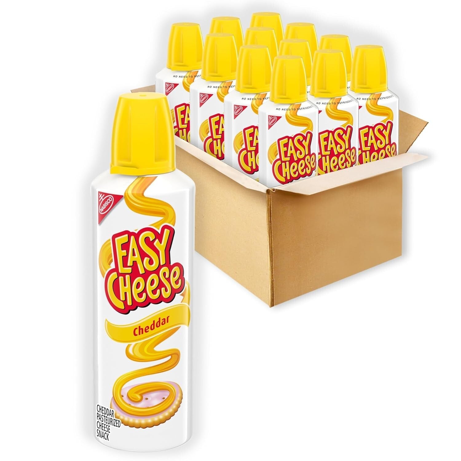 12 Pack 8 oz Cheddar Cheese Spray - Authentic Flavor, No Refrigeration Needed