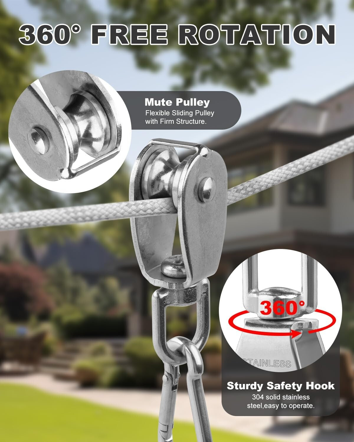 Premium 50 Pack M15 Pulleys with 360° Rotation - Ideal for Lifting and Rigging