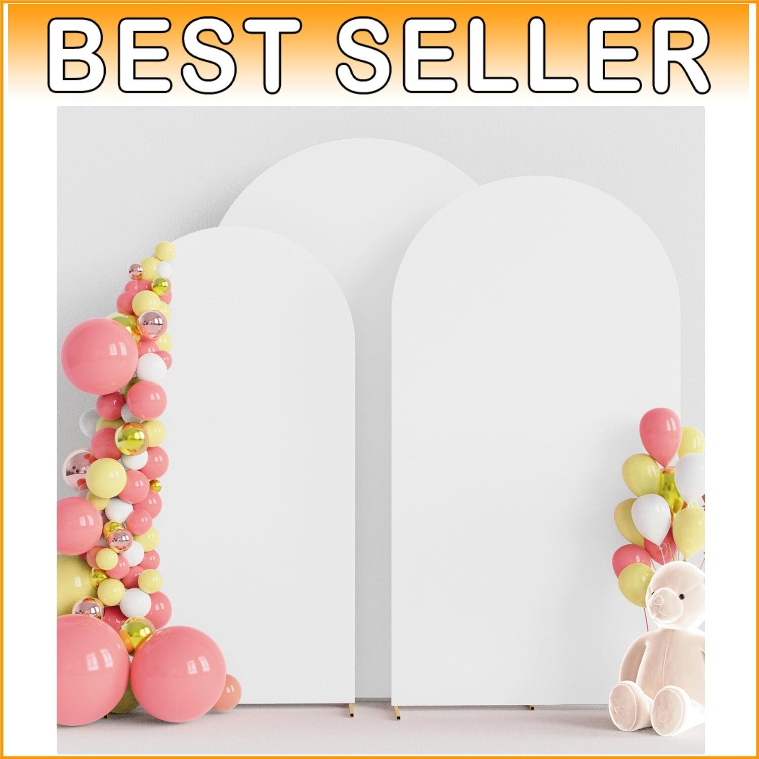 Durable 3-Piece White Spandex Wedding Arch Covers for All Occasions Decoration