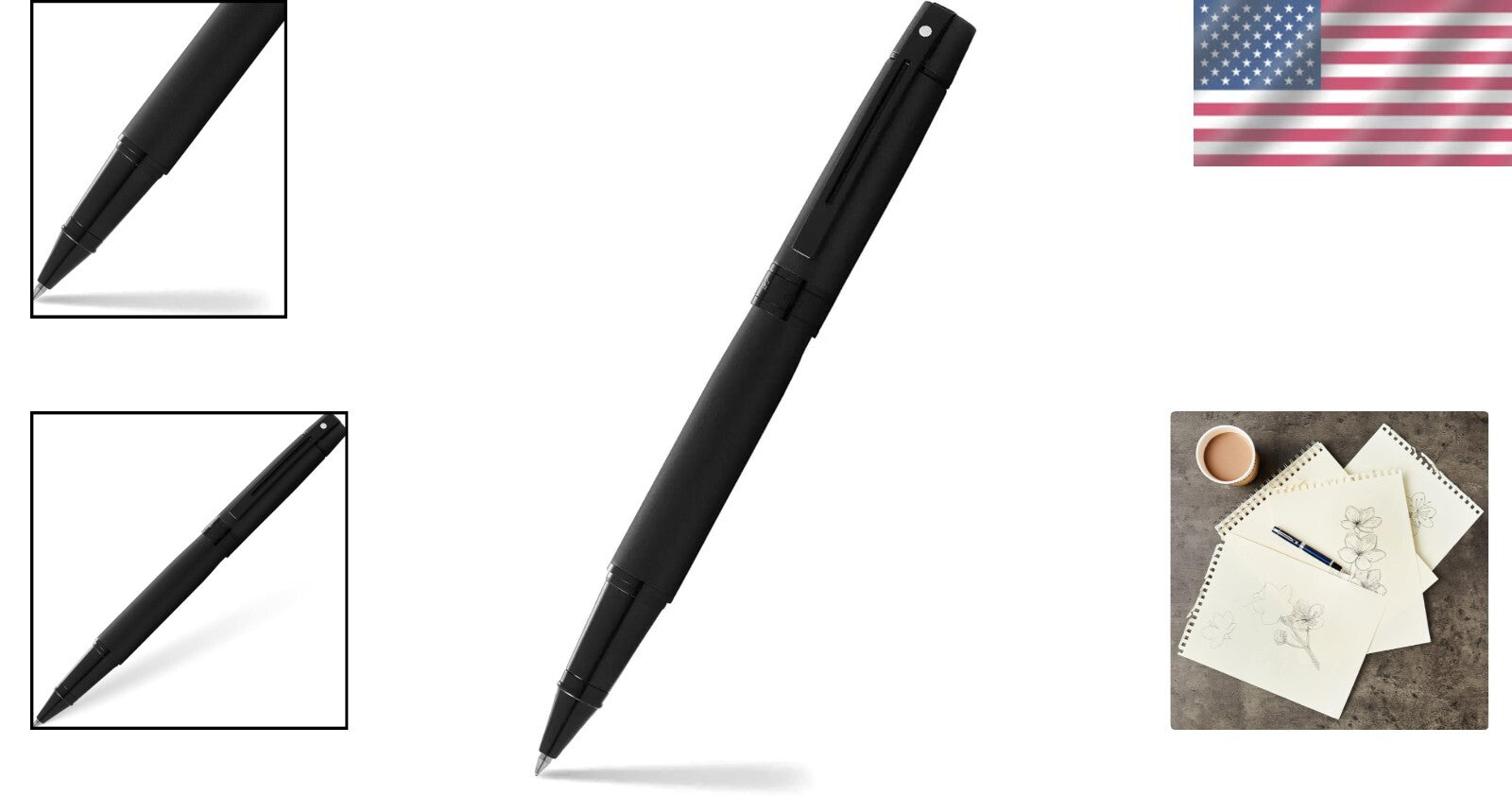Sophisticated 300 Matte Black Rollerball Pen with Gift Box - Lifetime Guarantee