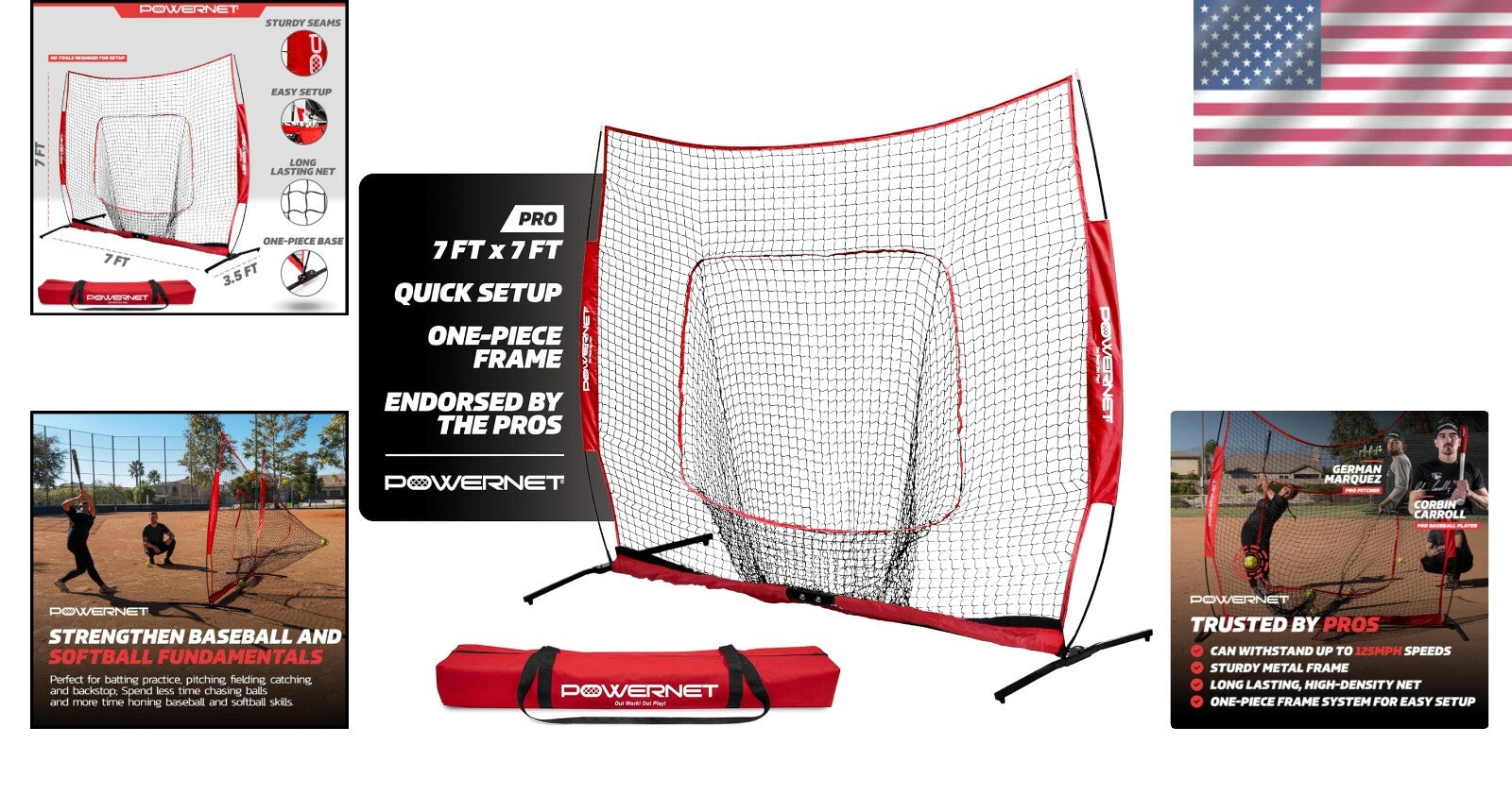 Durable 7x7 Softball & Baseball Net for Hitting, Pitching, and Throwing Practice