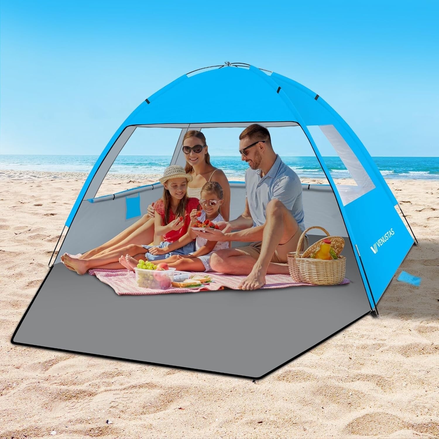 Durable Fiberglass Beach Canopy with Privacy Curtains for Outdoor Adventures