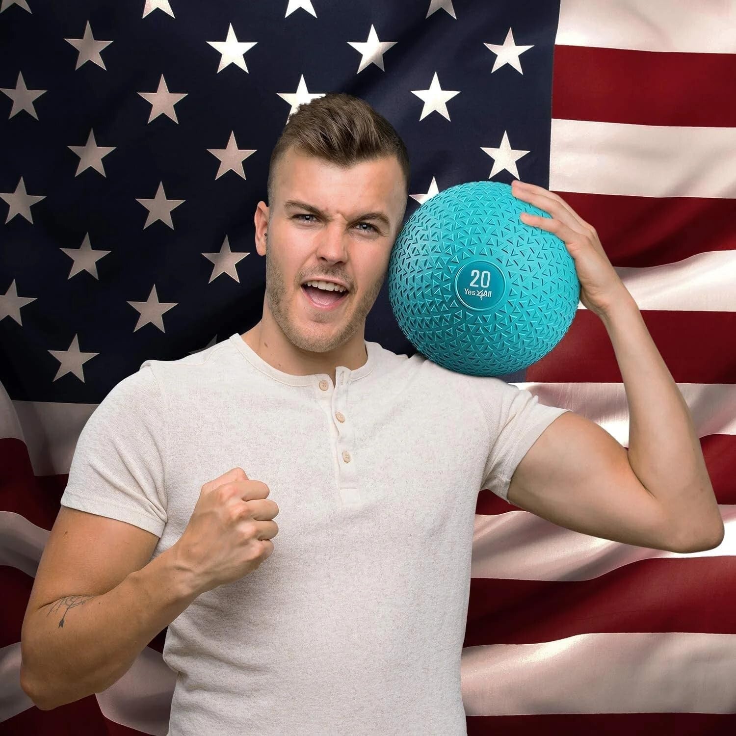 20lb Slam Ball - Durable PVC Sand-Filled Medicine Ball for Total Body Workouts