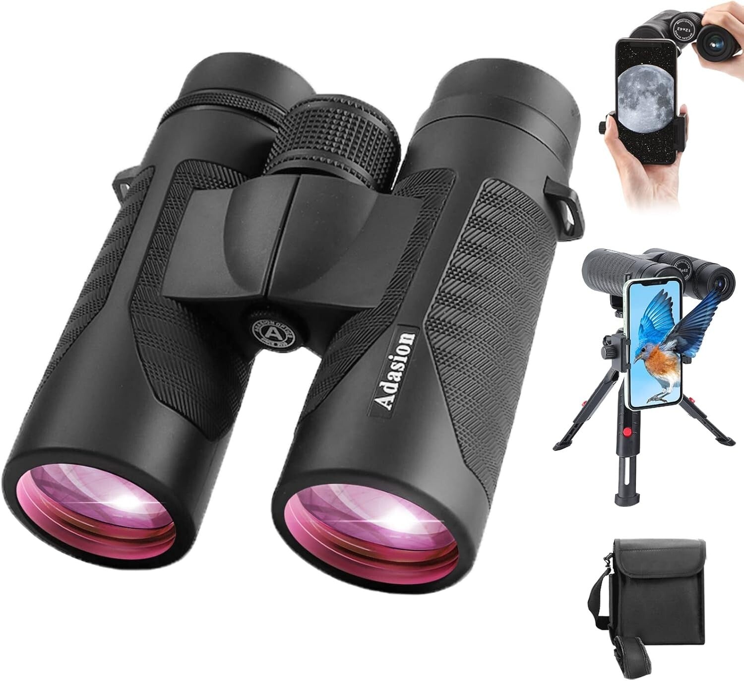 Versatile 12x42 Binoculars with Phone Adapter - Ideal for Travel & Sports