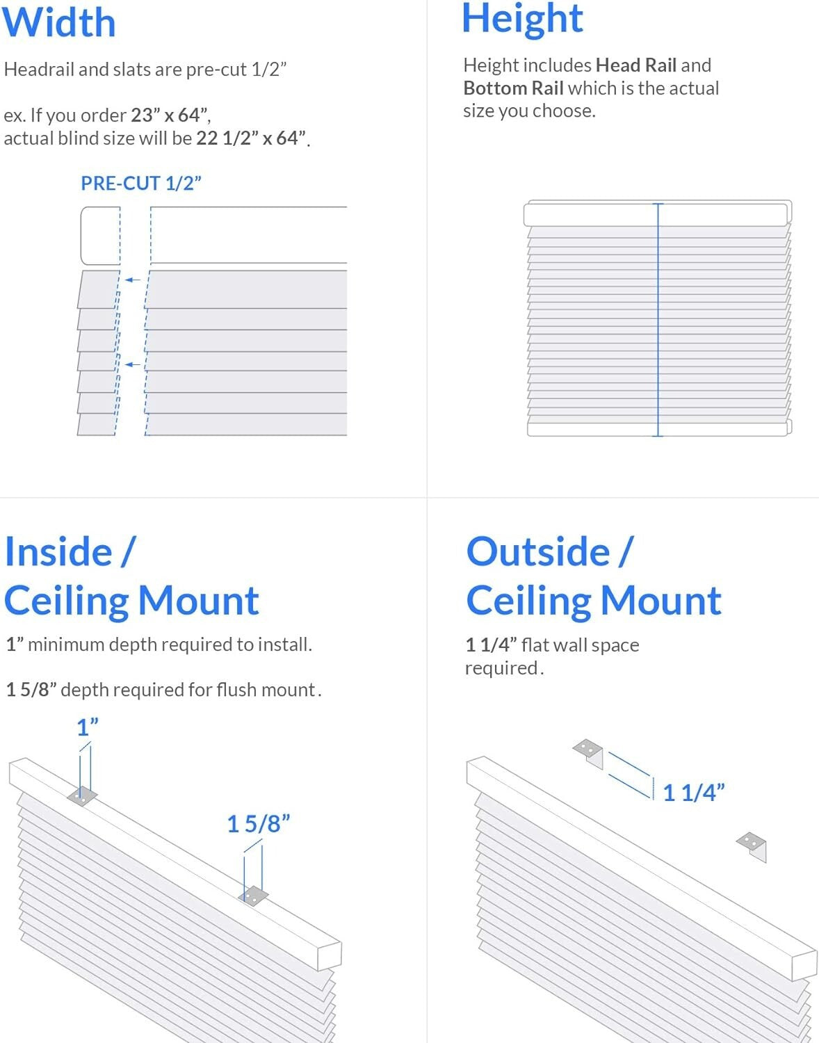 Durable Gray Cordless Mini Blinds, 72"W x 64"H - Ultimate Light Control