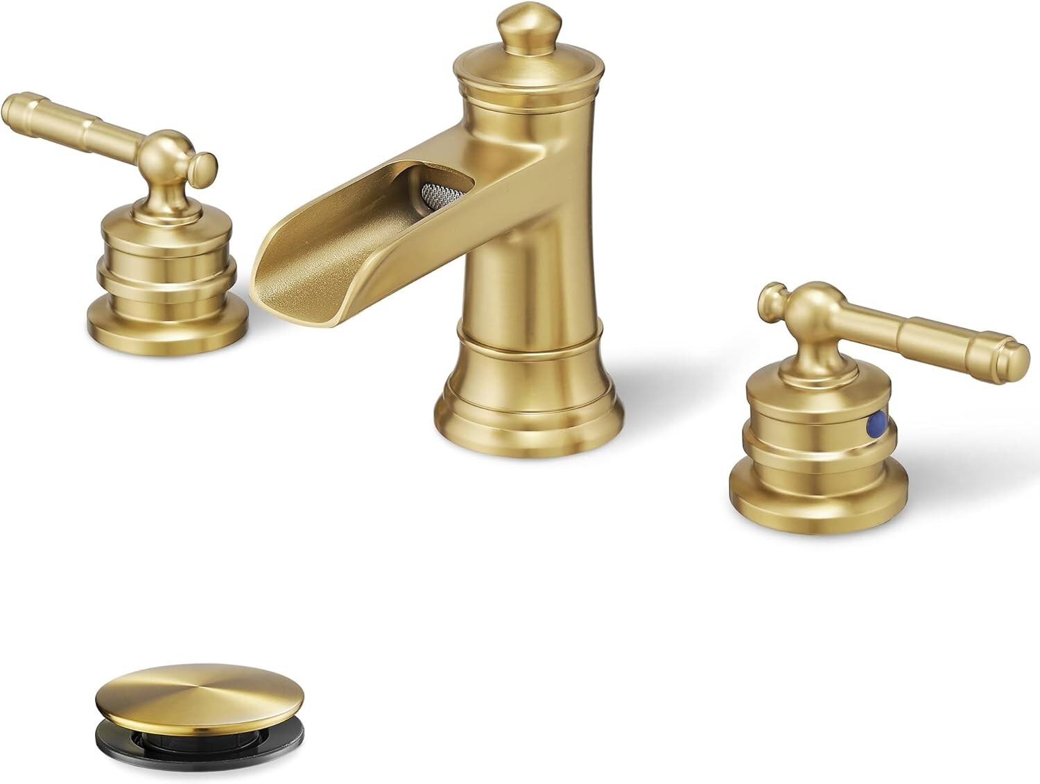 Elegant Gold Bathroom Faucet with Waterfall Spout - 4-16 Inch Widespread Design