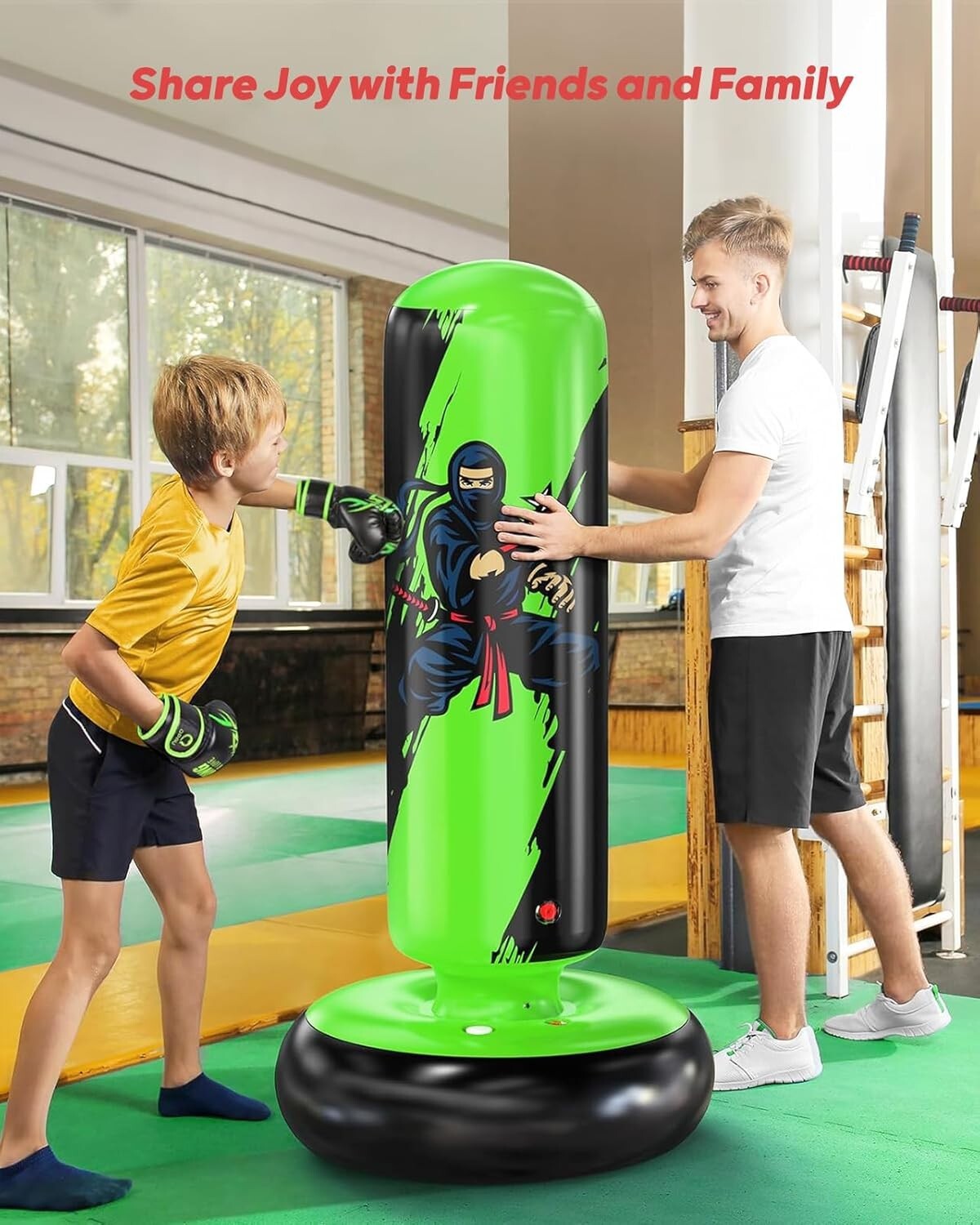 Durable 66-Inch Kids Boxing Fun: Inflatable Punching Bag & Gloves for Ages 5-12