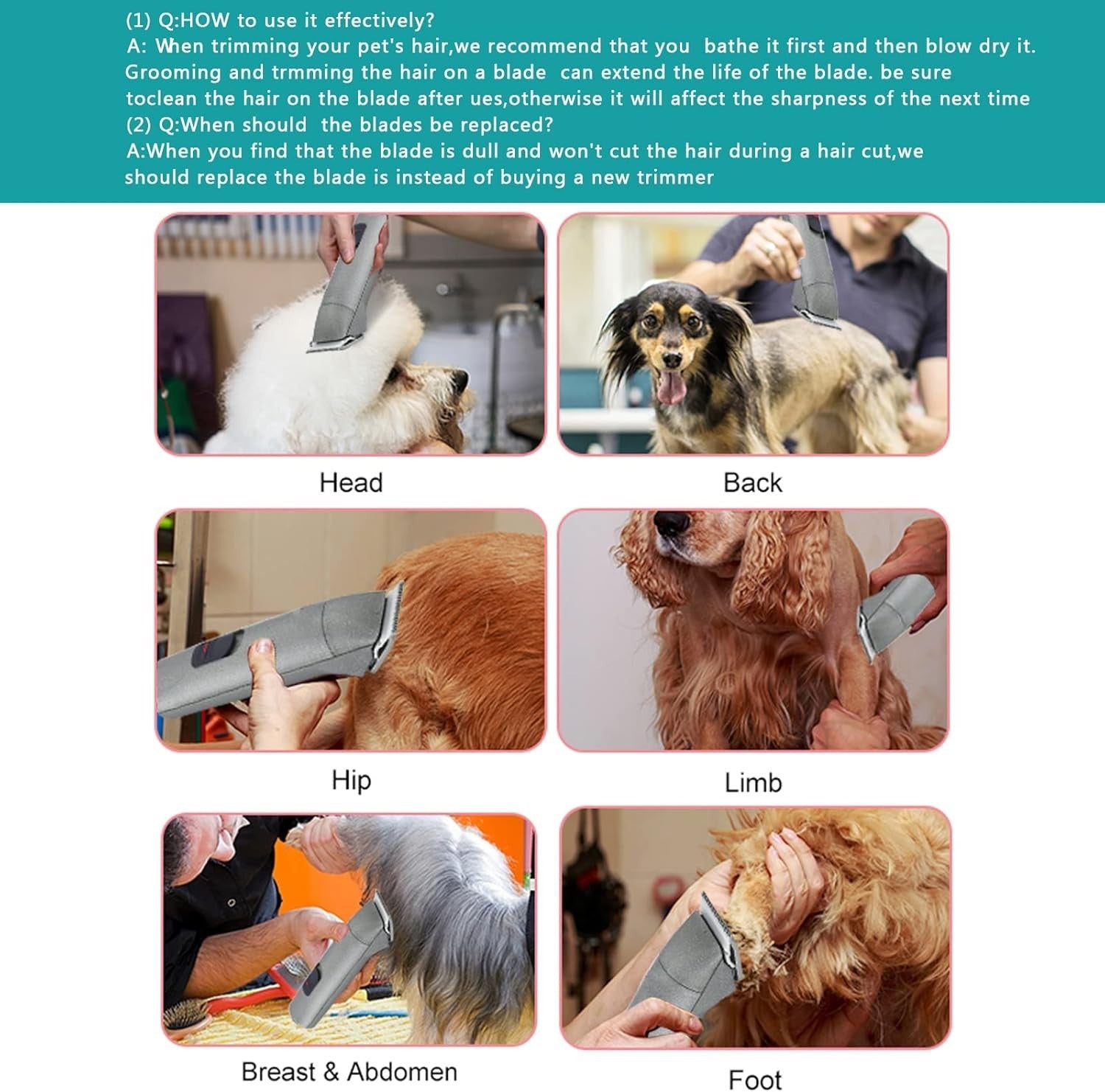 Lightweight 2PC Dog Clipper Blade Set - Sharp & Ambidextrous Design for Groomers