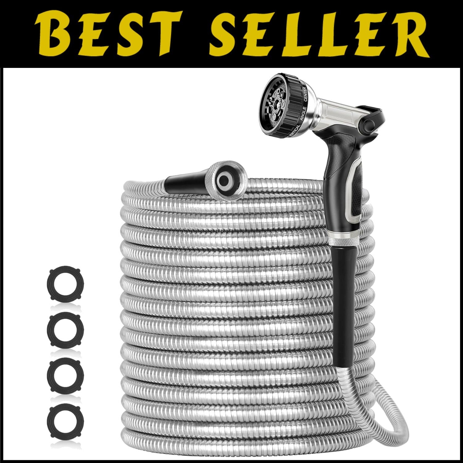 200ft Durable Stainless Steel Garden Hose – Flexible, Non-Kinking & Leak-Proof