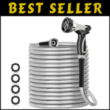 Load image into Gallery viewer, 200ft Durable Stainless Steel Garden Hose – Flexible, Non-Kinking &amp; Leak-Proof