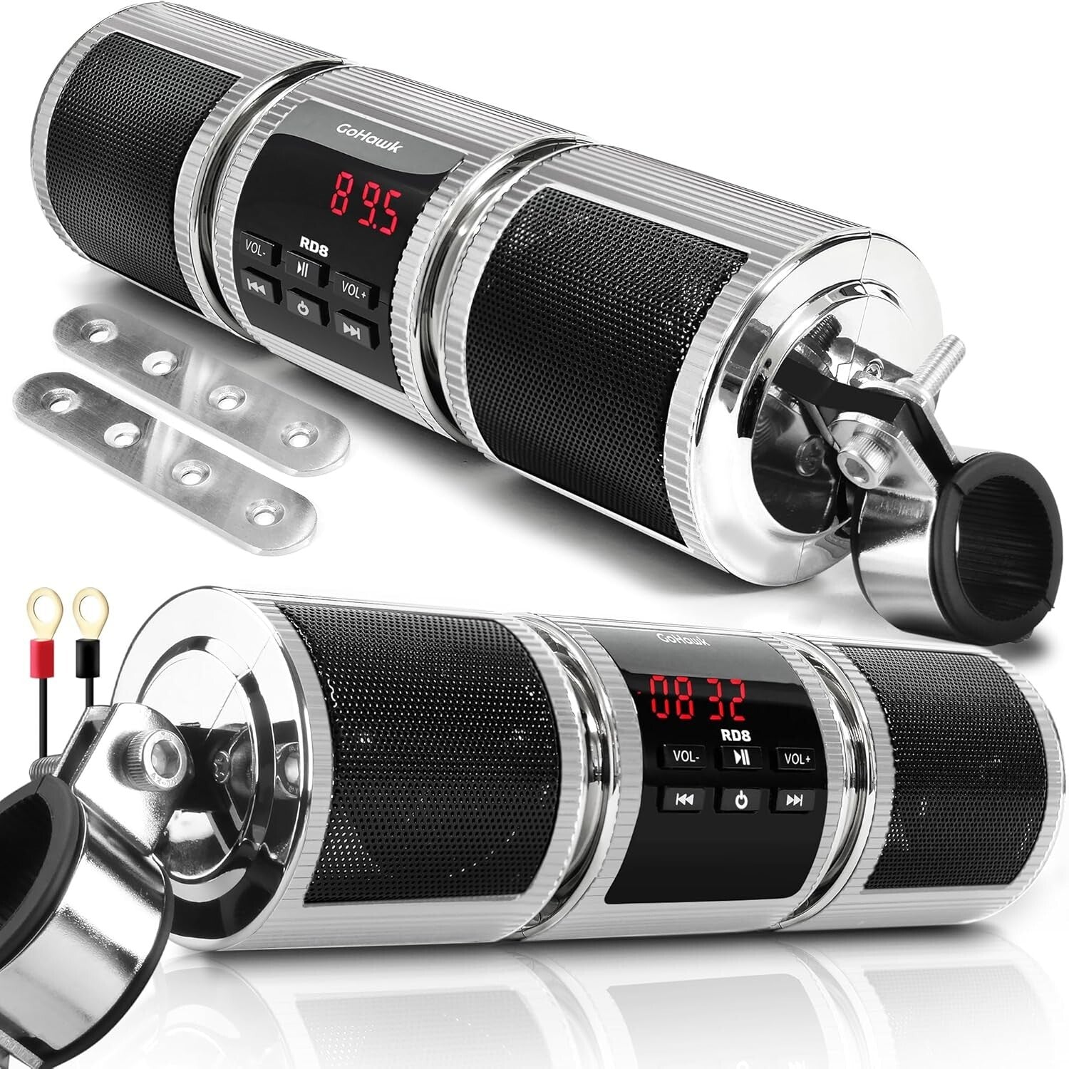 Aluminum Waterproof Bluetooth Audio Speakers for Motorcycles and ATVs - 2 Count