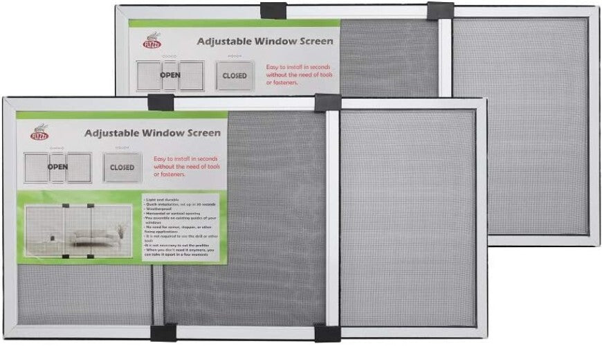 Durable 2-Pack Expandable Window Screens 15.74''H x 21-40''W - Tool-Free Install
