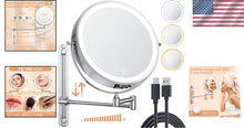 Load image into Gallery viewer, Stylish 8.5" Lighted Vanity Mirror with 360° Swivel and Magnification for Makeup