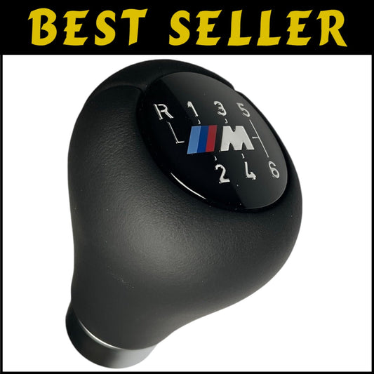 Sturdy Black Leather Gear Shift Knob for Ambidextrous Use - Vehicle Essential