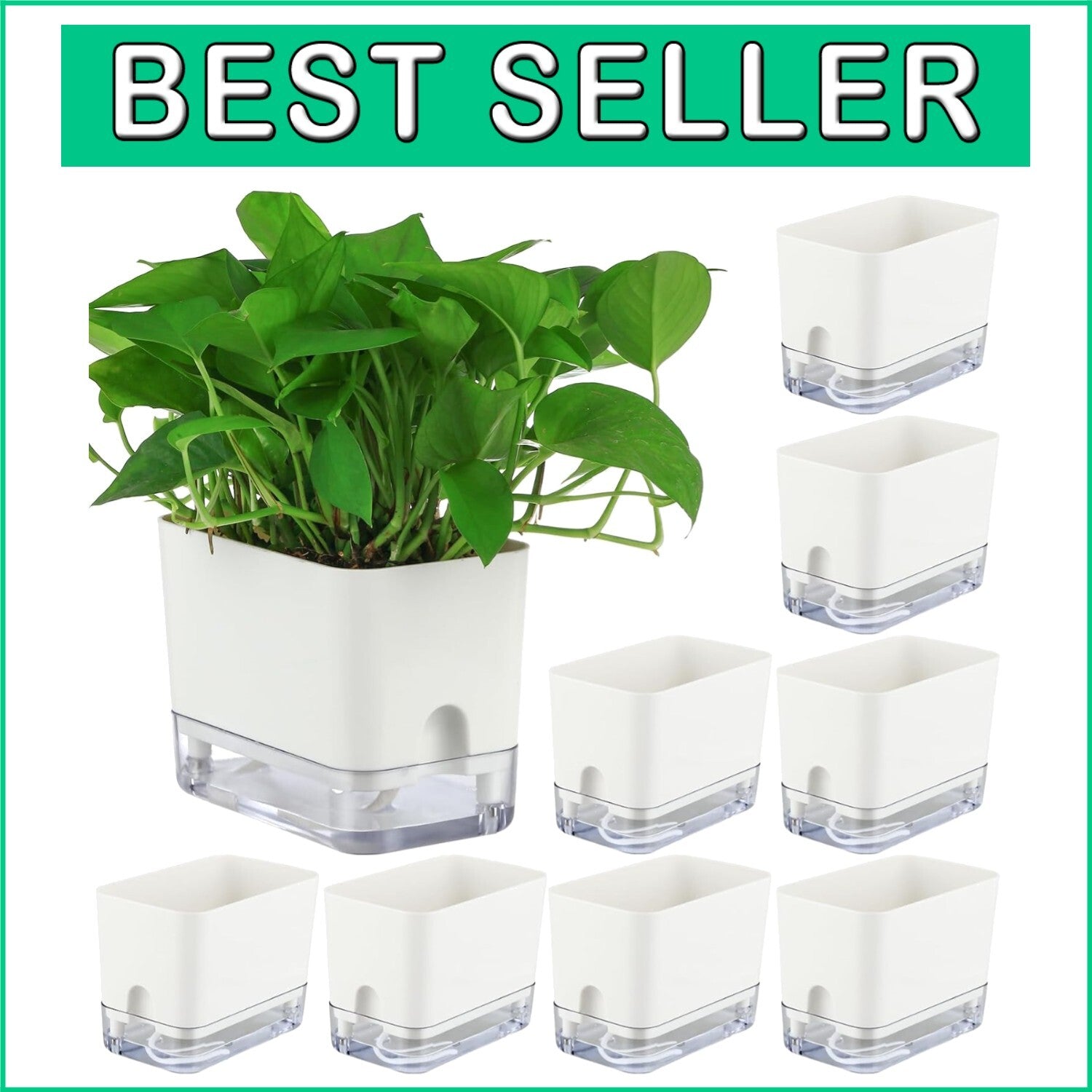 Elegant 7-Inch Self-Watering Pots for Indoor Plants – 8 Pack with Drainage Holes