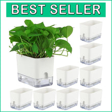 Load image into Gallery viewer, Elegant 7-Inch Self-Watering Pots for Indoor Plants – 8 Pack with Drainage Holes