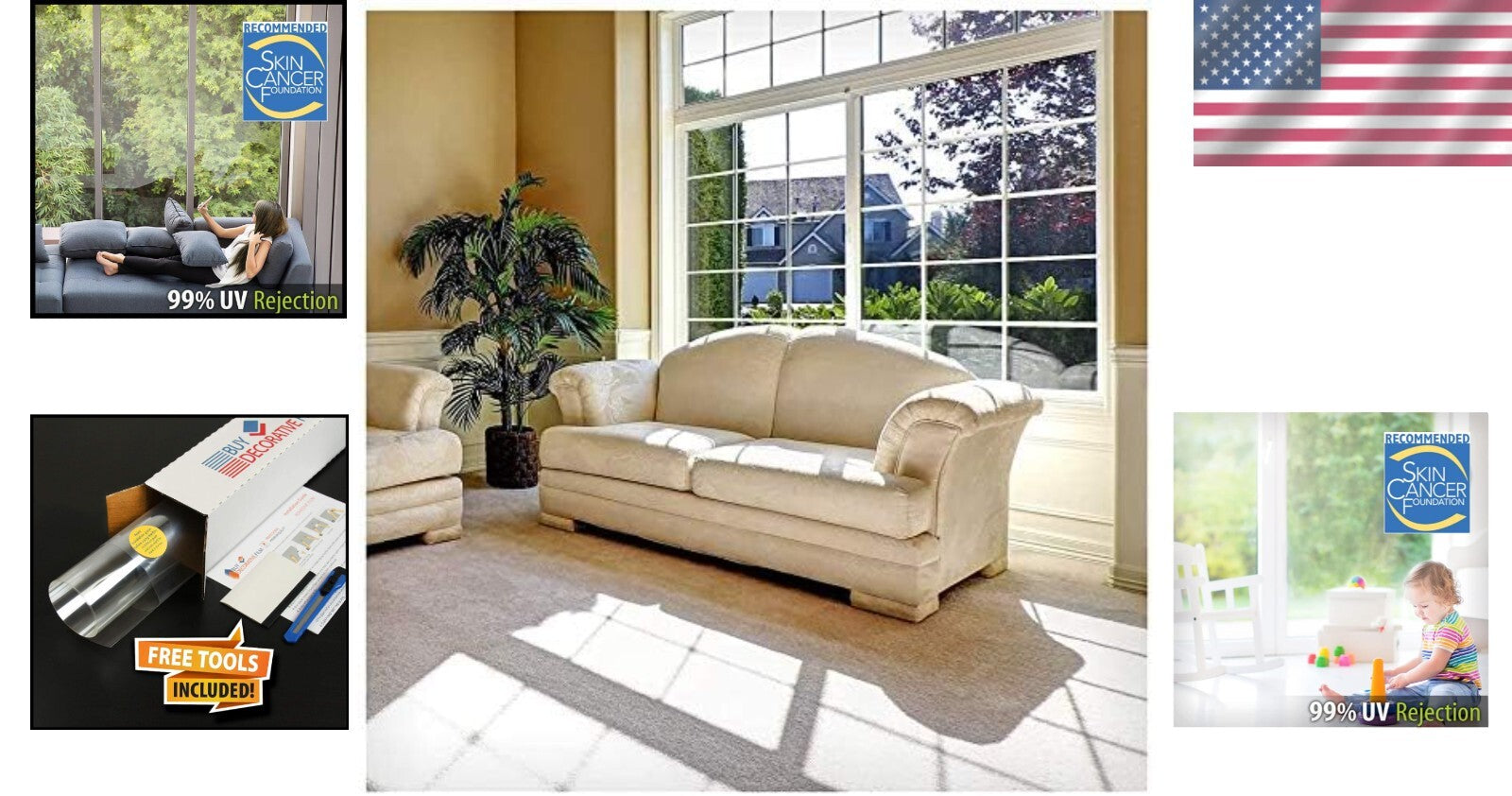 DIY-Friendly Clear Window UV Film - 48in x 12ft, Includes Tools for Easy Setup