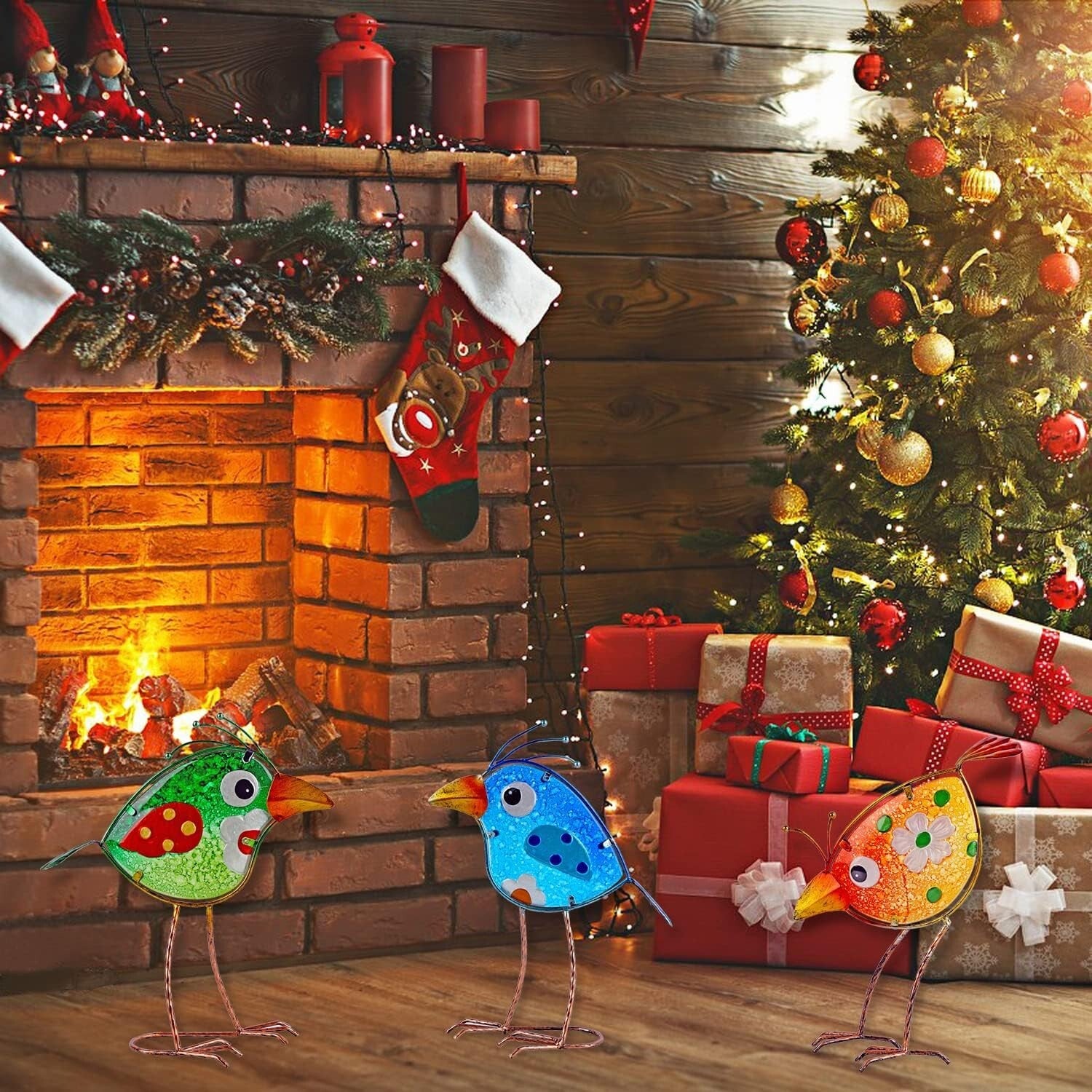 Handcrafted Bird Garden Art - 3PCS of Colorful Yard Statues, Perfect for Gifting