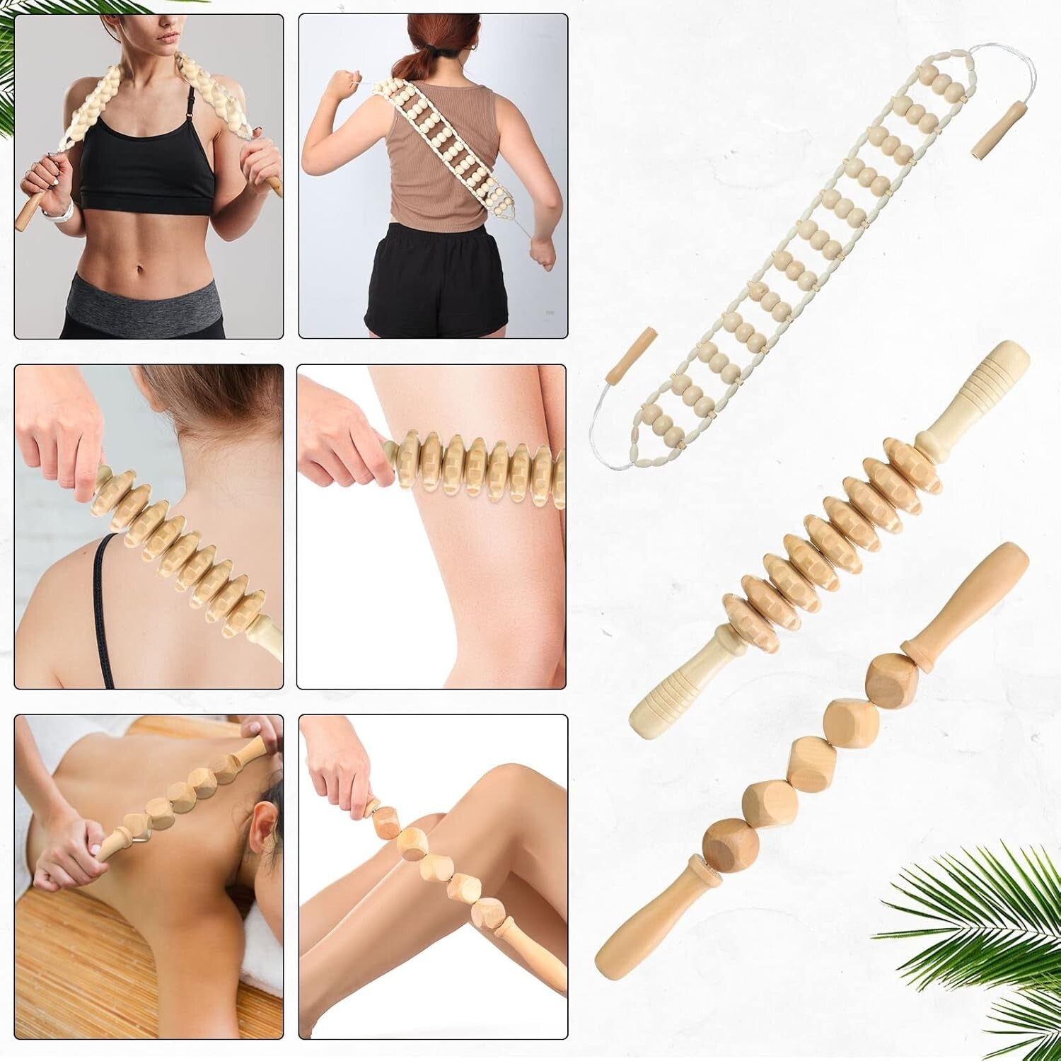 10-Piece Wooden Massage Roller Kit for Ultimate Muscle Relief & Relaxation