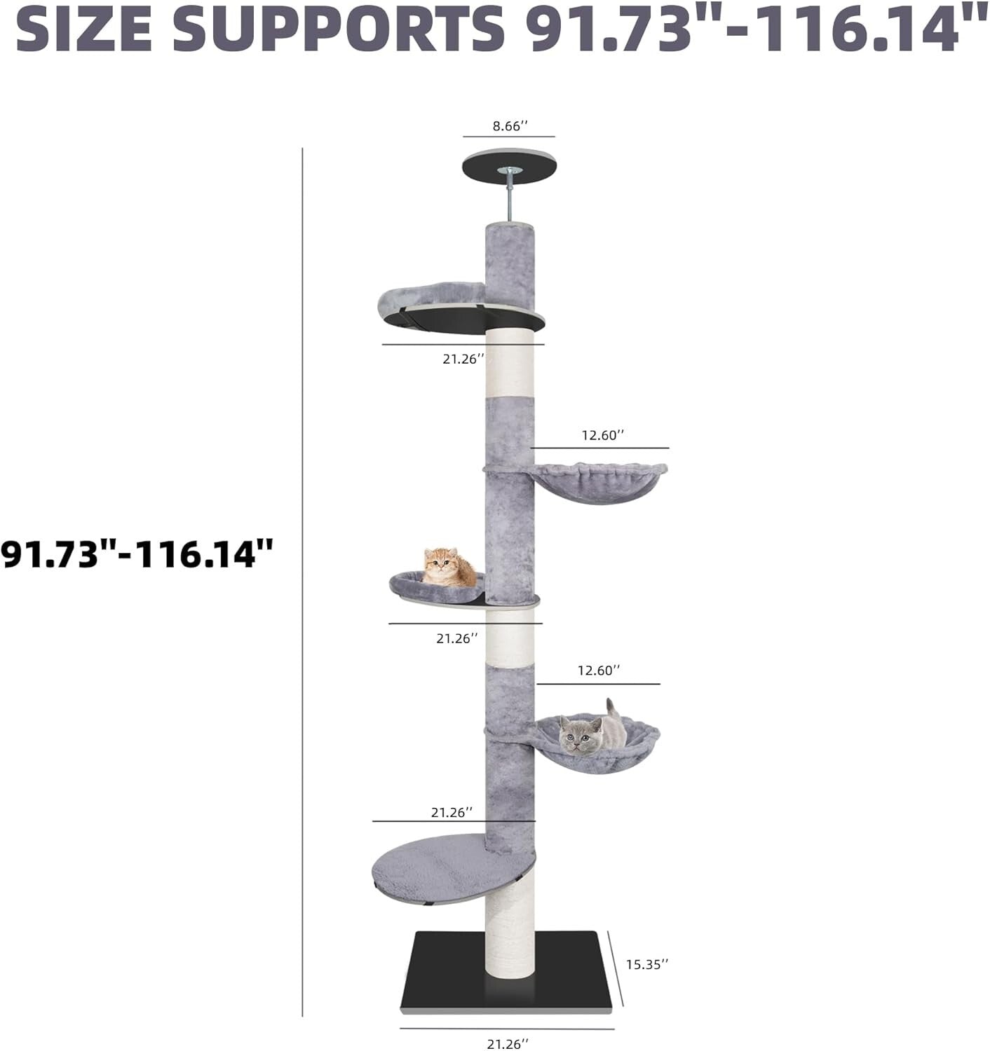 Durable Adjustable Cat Climbing Tree With Hammock - Ideal For Energetic Kittens