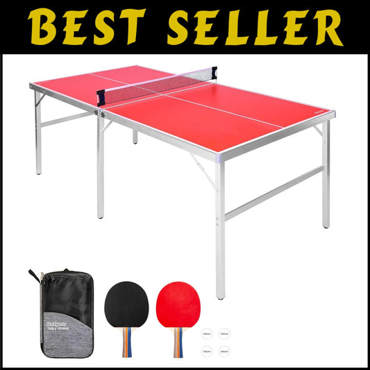 Compact Aluminum Table Tennis Set with Paddles - Perfect for Indoors & Outdoors
