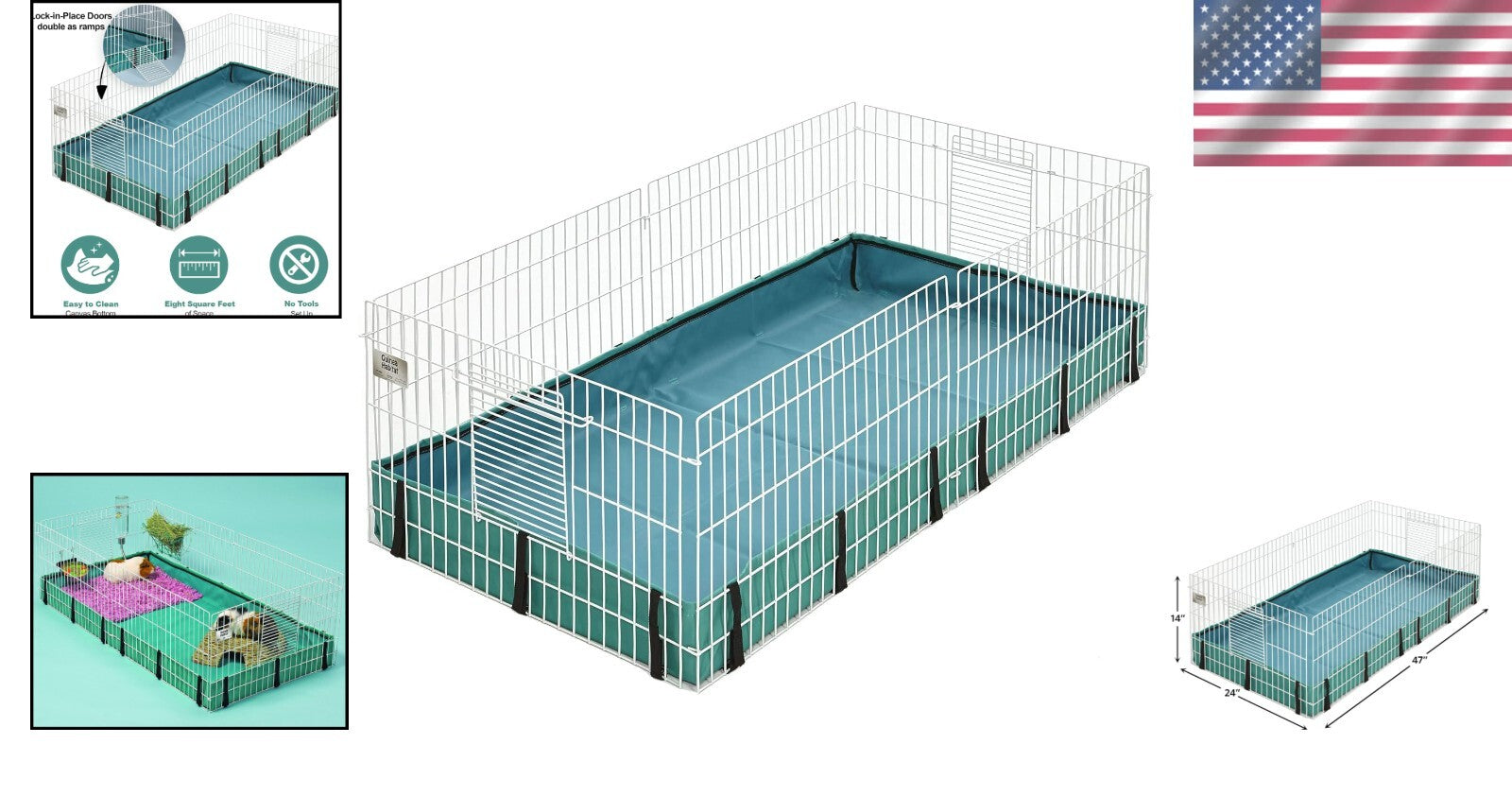 Durable & Washable Guinea Pig Cage – Fast No-Tool Assembly, 3-Pet Fit