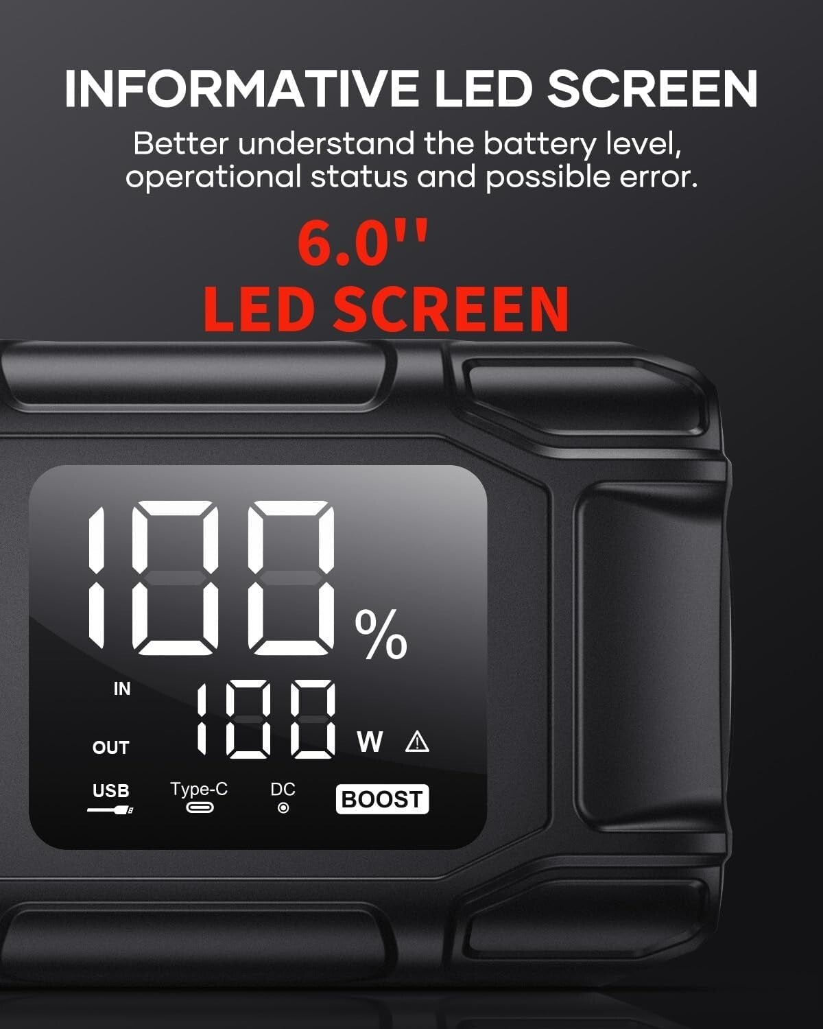 Fast Charging 8000A Automotive Jump Starter with LED Display & Safety Features