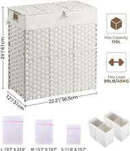 Load image into Gallery viewer, Durable Foldable Laundry Basket 110L with Lid - Stylish Organization Solution
