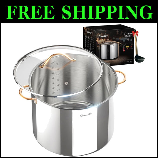 Health-Conscious 20 Qt Stock Pot - Induction Ready with Dishwasher Safe Lid