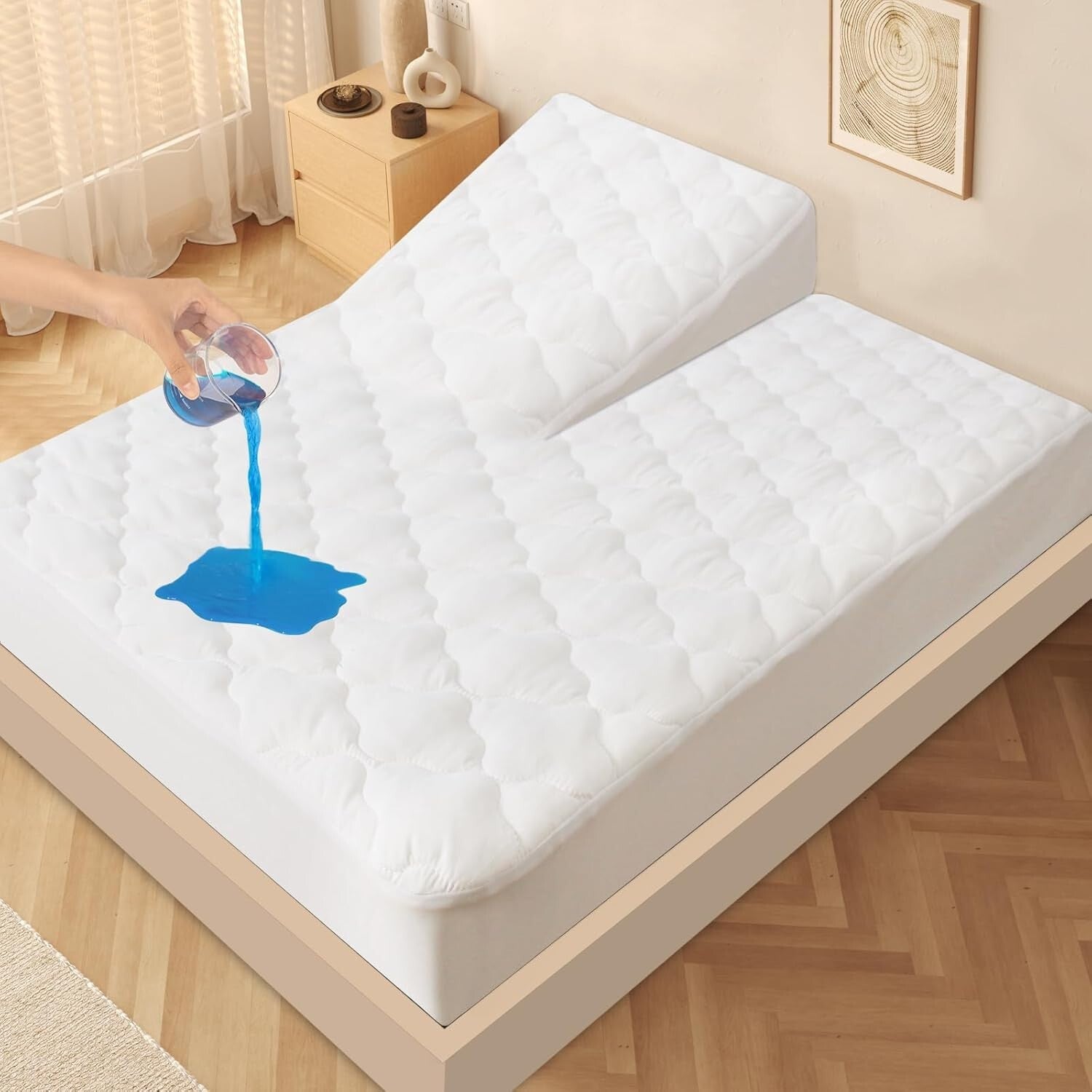 Deep Pocket Waterproof Split Top King Mattress Protector with Stain Protection