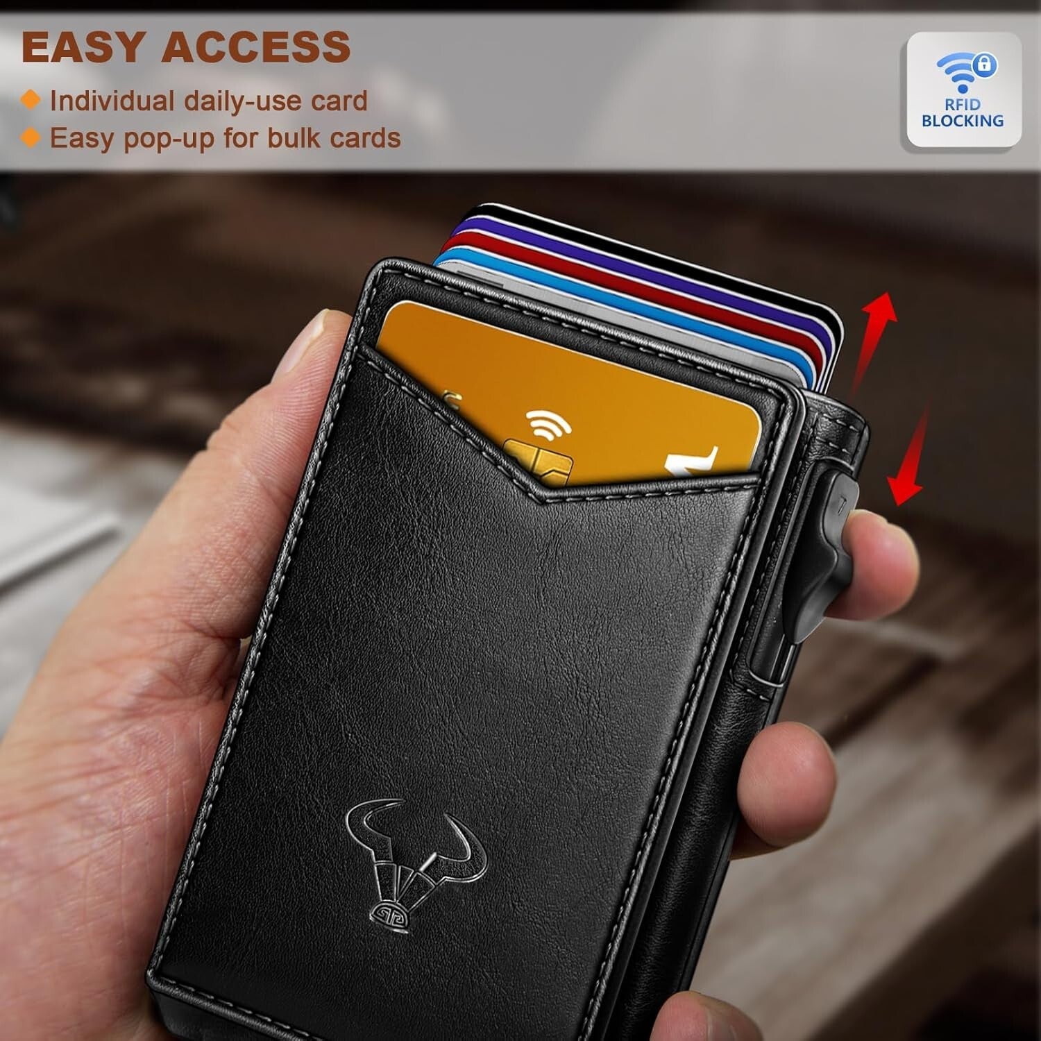 Functional Men's Wallet: Carbon Fiber Slim Wallet with Flipping Leather Case