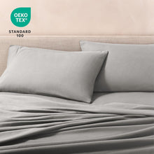 Load image into Gallery viewer, Luxuriously Soft 100% Cotton Flannel Queen Sheet Set - Deep Pocket Light Grey