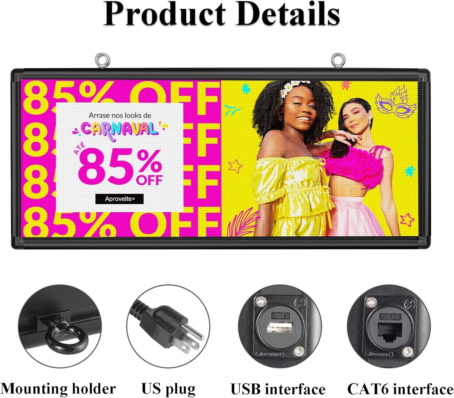 Durable Waterproof 40''x18'' Outdoor LED Advertising Board - Multicolor Display