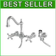 Load image into Gallery viewer, Durable Heritage Kitchen Faucet, 8" Spread - Polished Chrome with Side Sprayer