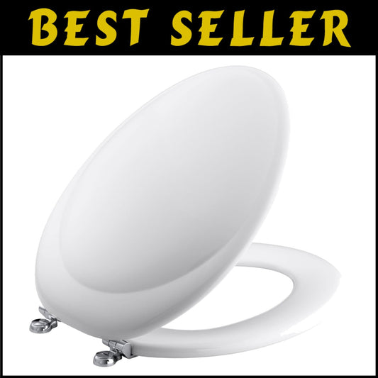 Revival Elongated Toilet Seat with Elegant Chrome Hinges - Vintage 1930s Style