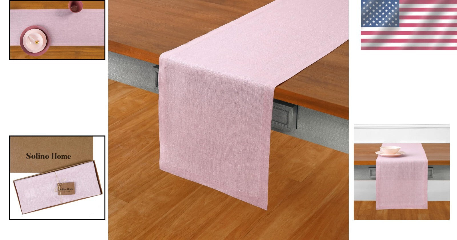 Luxe Solid Bubblegum Pink Linen Table Runner 120 Inches Long - Athena Collection