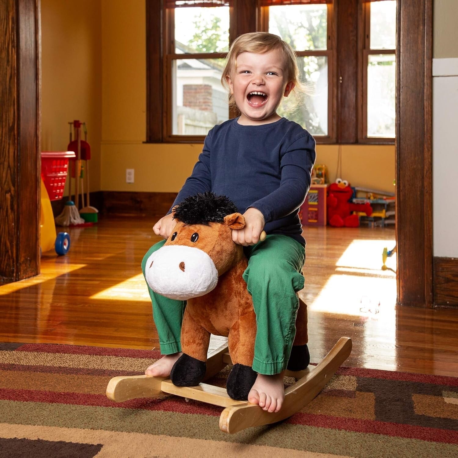 Cuddle-Ready Rocking Brown Horse with Sound - Ideal for Imaginative Play