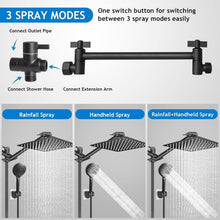 Load image into Gallery viewer, Adjustable 11-Inch Shower Arm with Large 12-Inch Rain Shower &amp; Handheld Combo