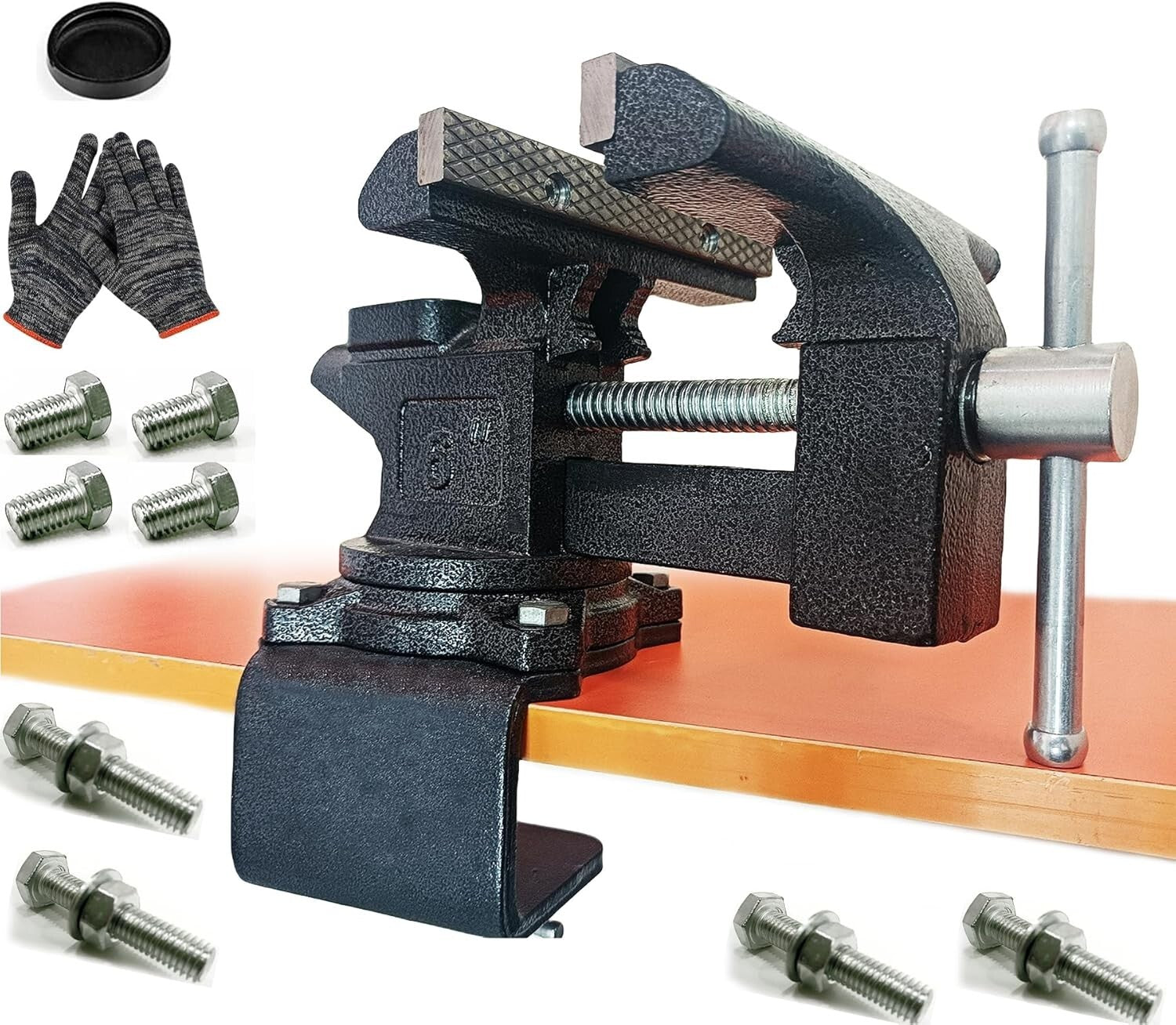 Durable 6" Cast Iron Bench Vise with Dual Installation & High Clamping Power