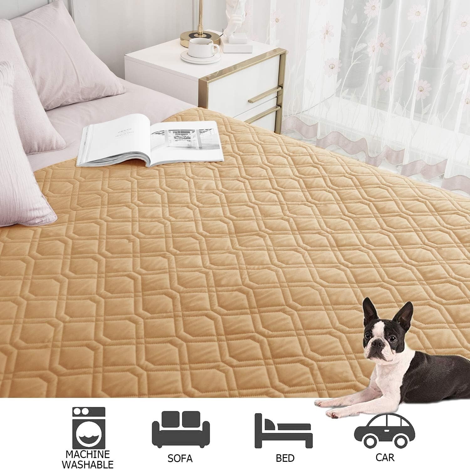 Elegant Waterproof Dog Blanket - Soft Reversible Cover for Bed & Sofa 120"x82"