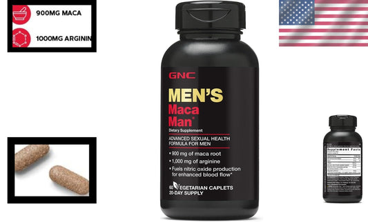 Maca Man 60 Caplets - Enhance Blood Flow & Cognition with Ginkgo Biloba Infusion