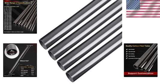 Elegant 4-Pack 37mm Inner Diameter Carbon Fiber Tubes - 500mm Lightweight Design