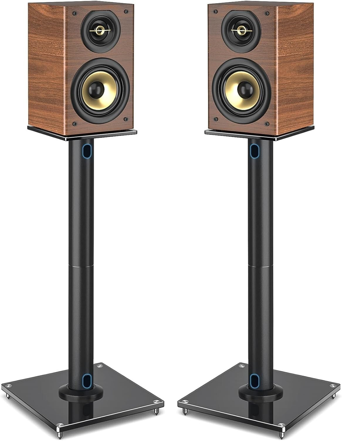 Premium 28-Inch Swivel Speaker Stand Set with Glass Base and Floor Protection