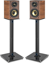 Load image into Gallery viewer, Premium 28-Inch Swivel Speaker Stand Set with Glass Base and Floor Protection