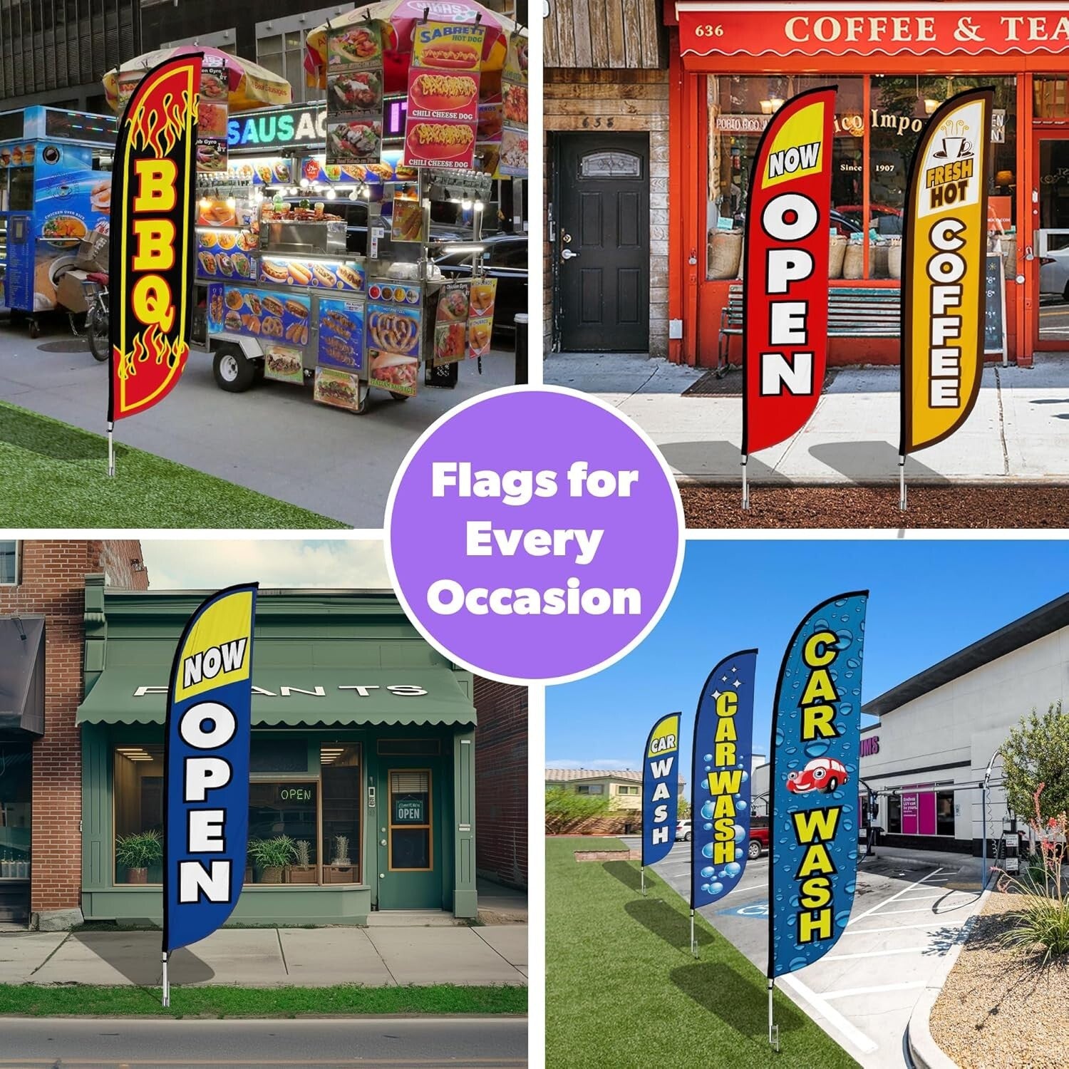 12ft Feather Flag Kit - Bright Red & Yellow Outdoor Business Promotion Banner