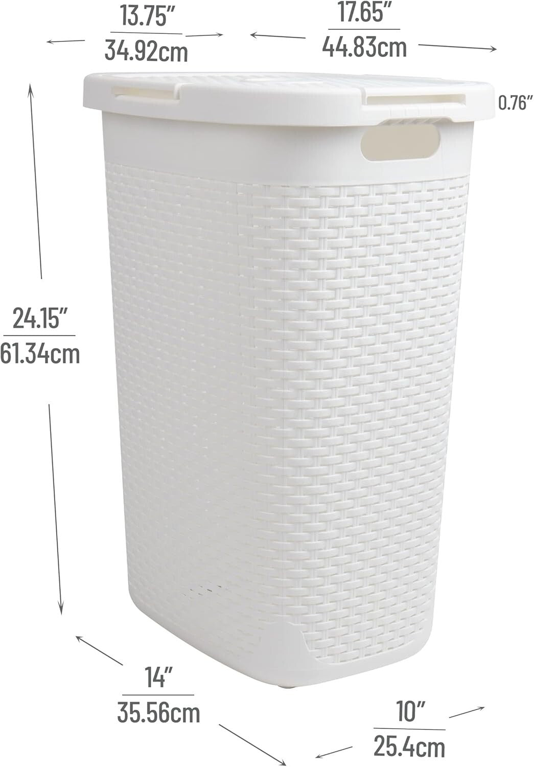 60L Lightweight Wicker-Style Laundry Hamper with Hinged Lid - Stylish Storage