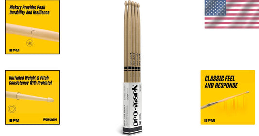 Buy 3 Pairs Get 1 Free: Classic Hickory 5A Drumsticks Set for All Drummers