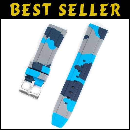 Stylish Quick Release Watch Strap - FKM Rubber in Dark Blue, Light Blue, & Gray