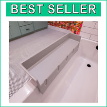 Load image into Gallery viewer, Gray Bath Toy Holder Splash Guard - 3 Ft Play Shelf with Water Barrier